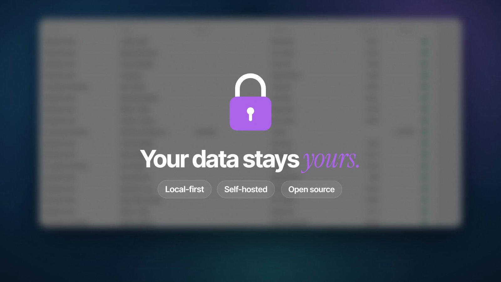 Still from the OVERSHOOT film about an open-source budgeting app at 0:12.2: Lock over blurred transactions, the three chips settled